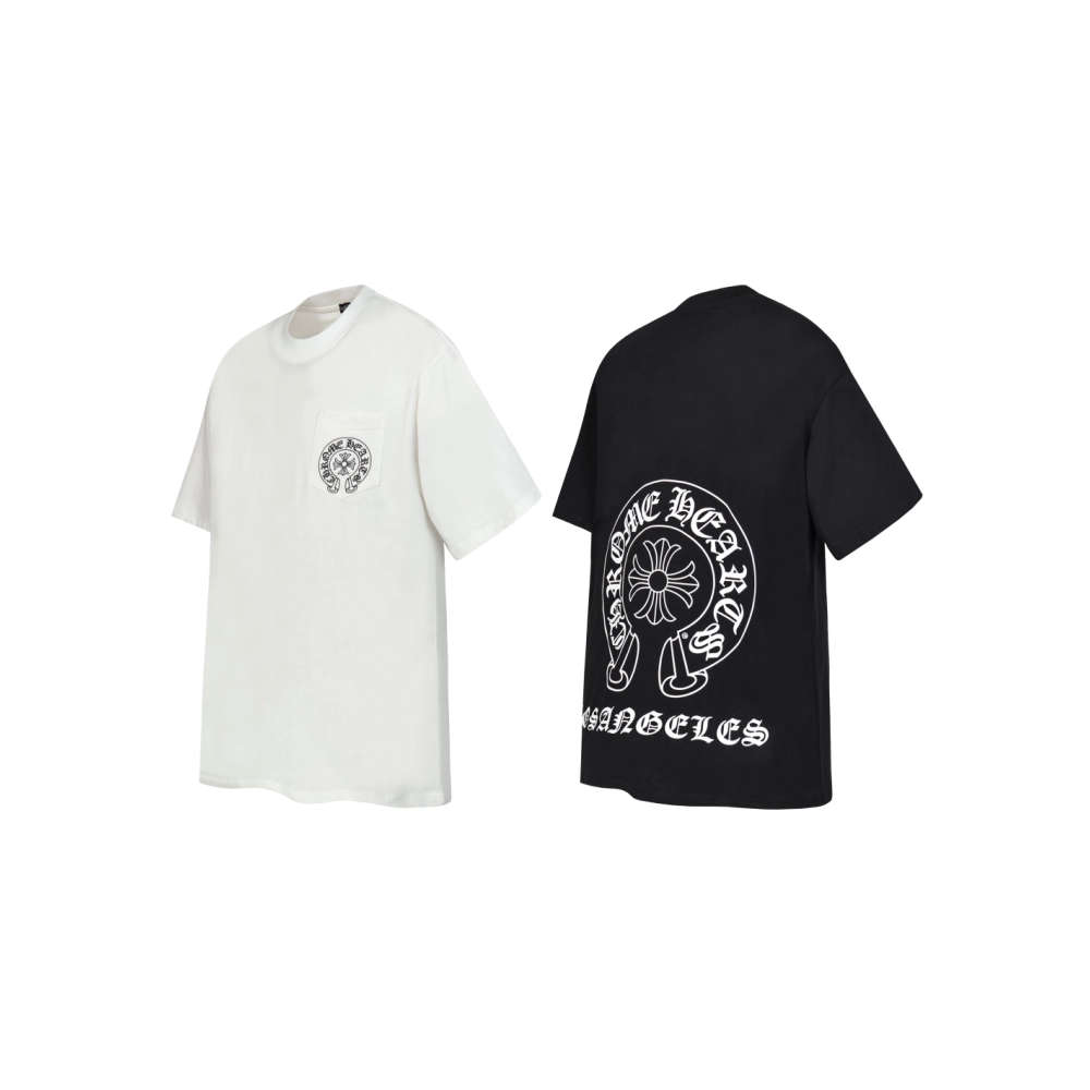 Chrome Hearts T-shirt 2211 Black White,Chrome Hearts T Shirt,Tshirt,APPAREL