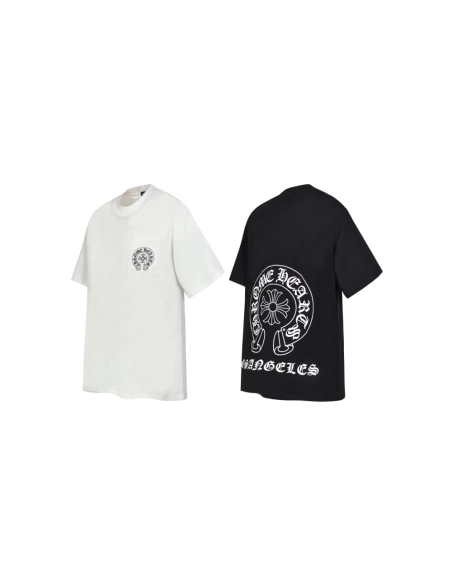 Chrome Hearts T-shirt 2211 Black White,Chrome Hearts T Shirt,Tshirt,APPAREL