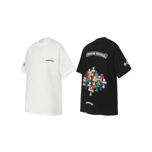 Chrome Hearts T-shirt 2202 Black White,Chrome Hearts T Shirt,Tshirt,APPAREL