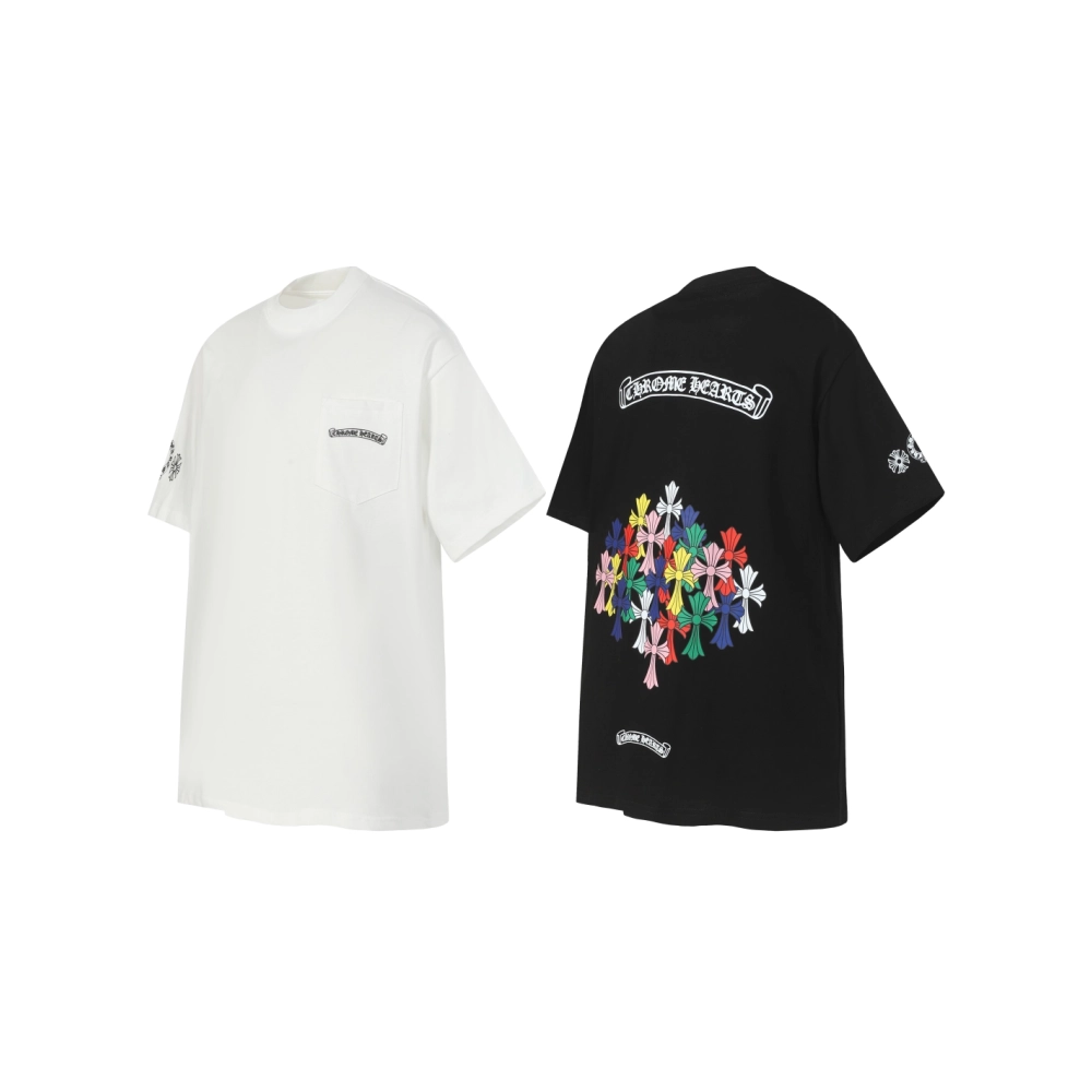 Chrome Hearts T-shirt 2202 Black White,Chrome Hearts T Shirt,Tshirt,APPAREL