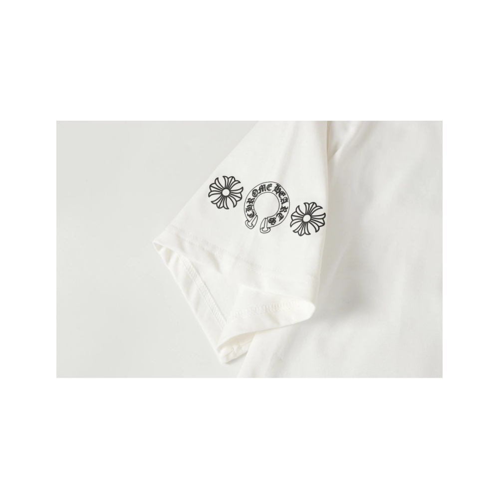 Chrome Hearts T-shirt 2202 Black White,Chrome Hearts T Shirt,Tshirt,APPAREL