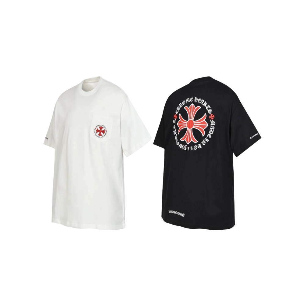 Chrome Hearts T-shirt 2232 Black White,Chrome Hearts T Shirt,Tshirt,APPAREL