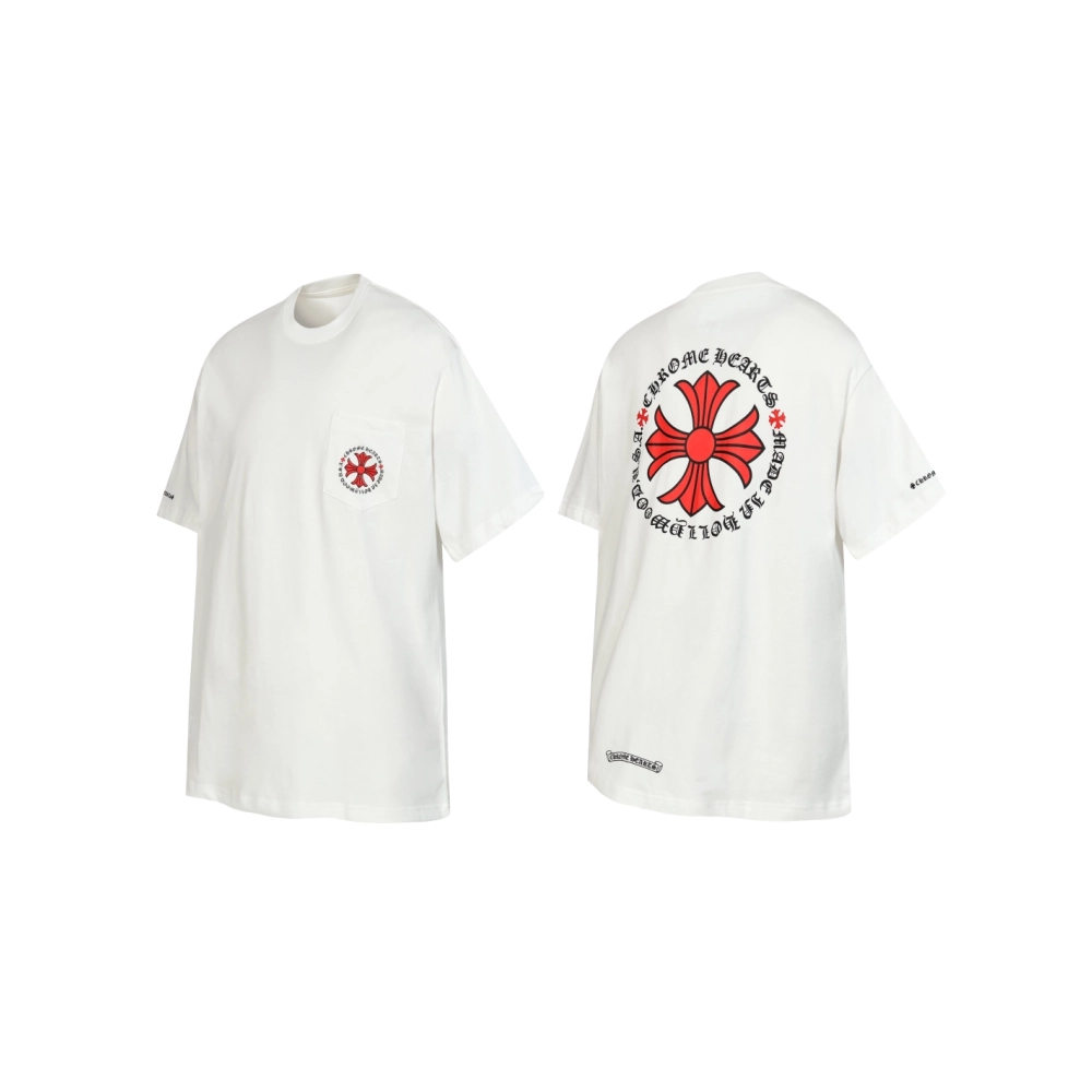 Chrome Hearts T-shirt 2232 Black White,Chrome Hearts T Shirt,Tshirt,APPAREL