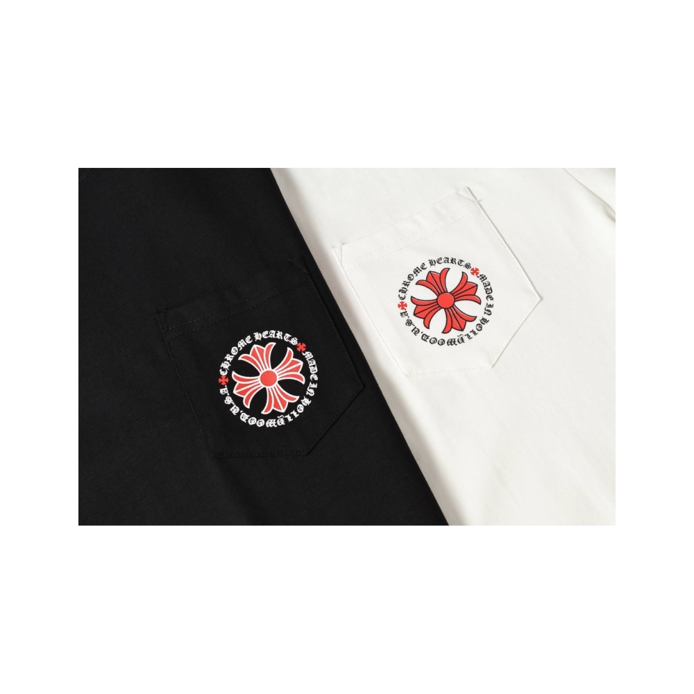 Chrome Hearts T-shirt 2232 Black White,Chrome Hearts T Shirt,Tshirt,APPAREL