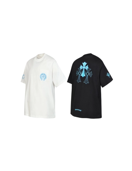 Chrome Hearts T-shirt 2228 Black White,Chrome Hearts T Shirt,Tshirt,APPAREL