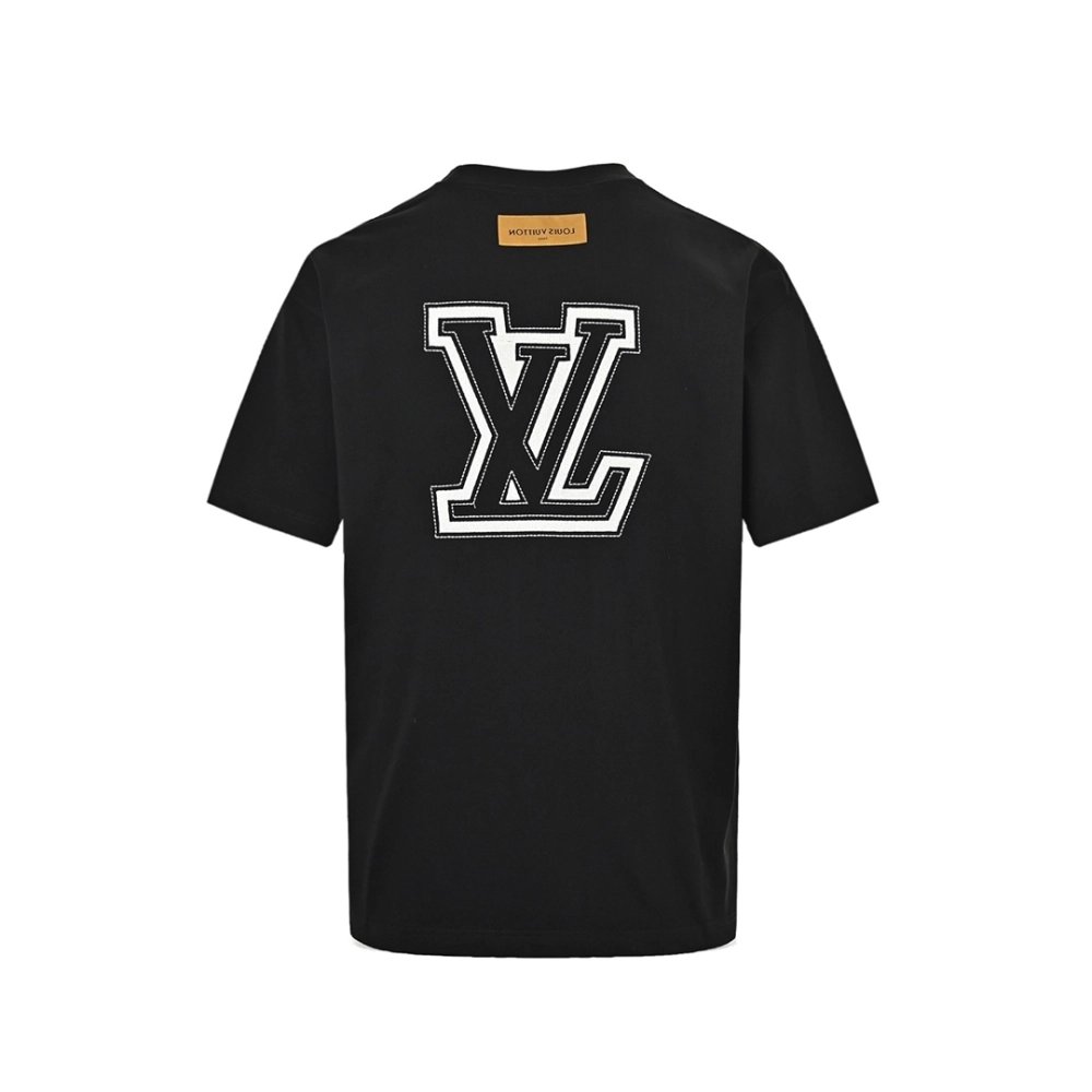 Louis Vuitton Black T-shirt With Logo Lettering,Louis Vuitton T Shirt,Tshirt,APPAREL