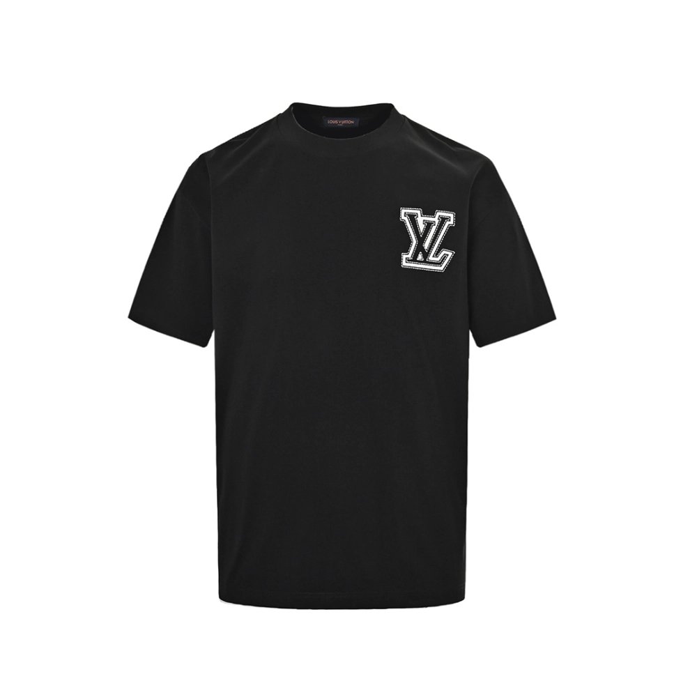 Louis Vuitton Black T-shirt With Logo Lettering,Louis Vuitton T Shirt,Tshirt,APPAREL