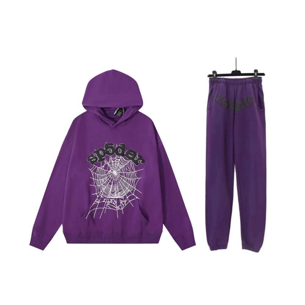 Sp5der Web Hoodie Sweatpant Set Grape,Sp5der Hoodie,Hoodie,APPAREL
