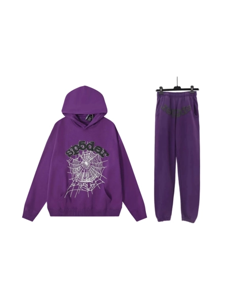 Sp5der Web Hoodie Sweatpant Set Grape,Sp5der Hoodie,Hoodie,APPAREL