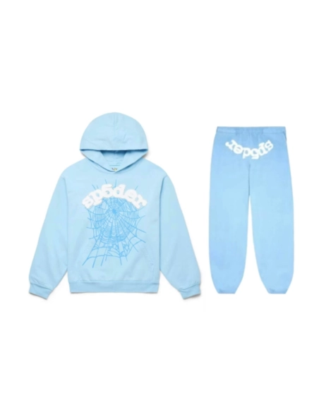 Sp5der Web Hoodie Sweatpant Set Sky Blue,Sp5der Hoodie,Hoodie,APPAREL