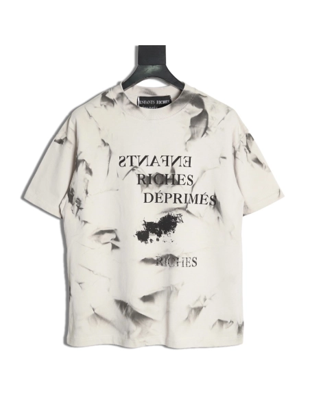 ENFANTS RICHES D¨¦PRIM¨¦S Mud-Dyed Letter Print Short-Sleeve T-Shirt,ENFANTS RICHES DEPRIMES
