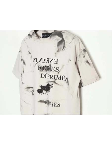 ENFANTS RICHES D¨¦PRIM¨¦S Mud-Dyed Letter Print Short-Sleeve T-Shirt,ENFANTS RICHES DEPRIMES