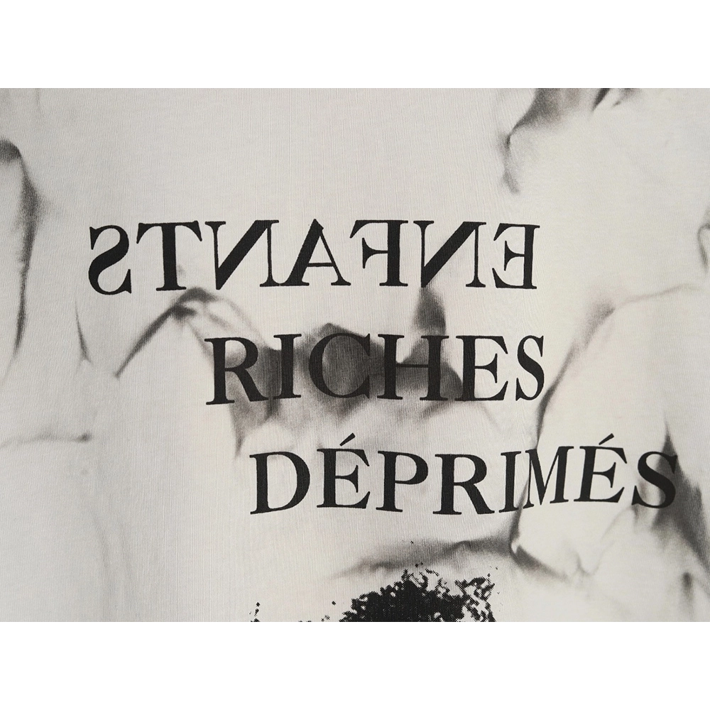 ENFANTS RICHES D¨¦PRIM¨¦S Mud-Dyed Letter Print Short-Sleeve T-Shirt,ENFANTS RICHES DEPRIMES