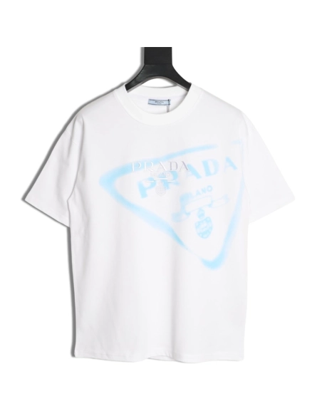 Prada Inverted Triangle Embroidered Logo Short-Sleeve T-Shirt,Prada