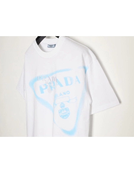 Prada Inverted Triangle Embroidered Logo Short-Sleeve T-Shirt,Prada