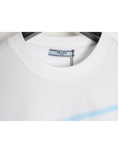 Prada Inverted Triangle Embroidered Logo Short-Sleeve T-Shirt,Prada