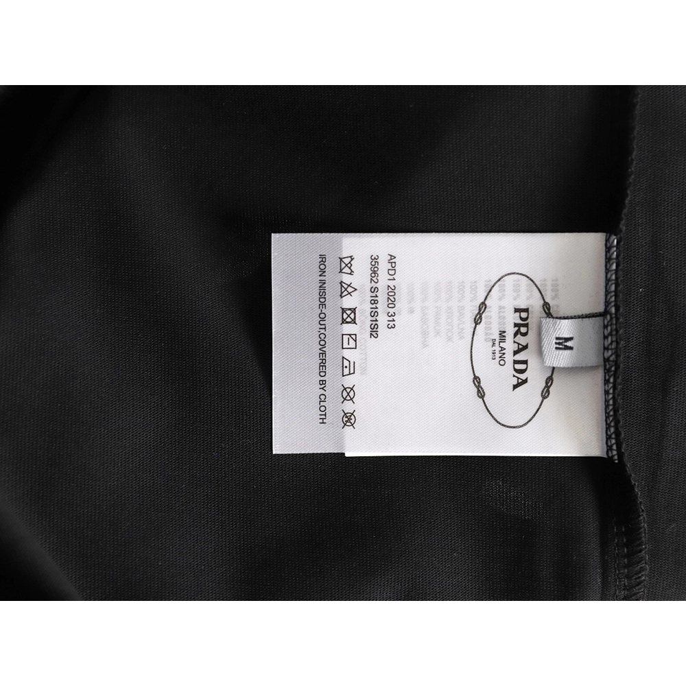 Prada Inverted Triangle Embroidered Logo Short-Sleeve T-Shirt TSK1,Prada