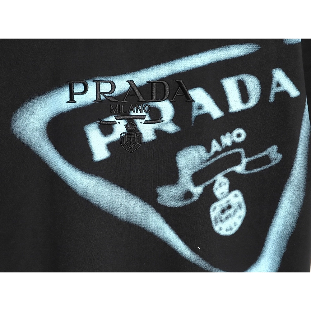 Prada Inverted Triangle Embroidered Logo Short-Sleeve T-Shirt TSK1,Prada