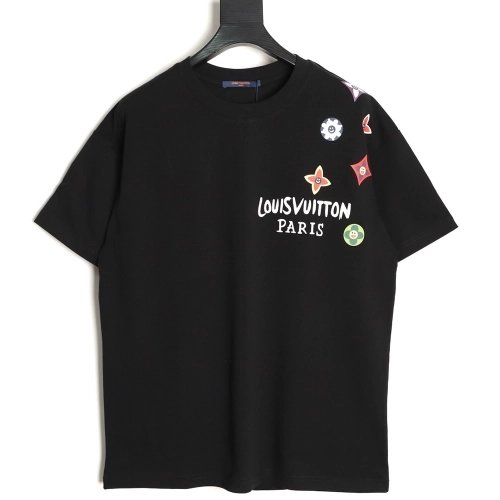 Louis Vuitton colorful smiley face four-leaf clover logo short-sleeved t-shirt,Louis Vuitton