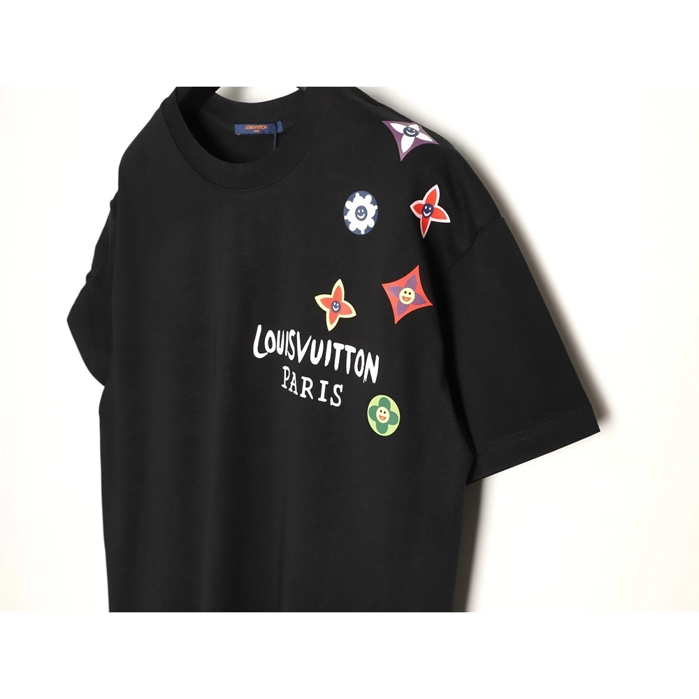 Louis Vuitton colorful smiley face four-leaf clover logo short-sleeved t-shirt,Louis Vuitton