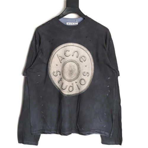 Acne Studios Distressed Sandblasted Washed Faux Two-Piece Long-Sleeve T-Shirt,Acne Studios