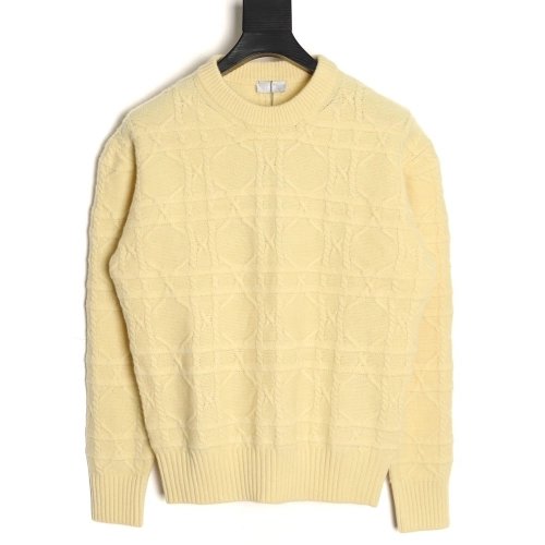 Dior Cannage Cable-Knit Crewneck Sweater,Dior