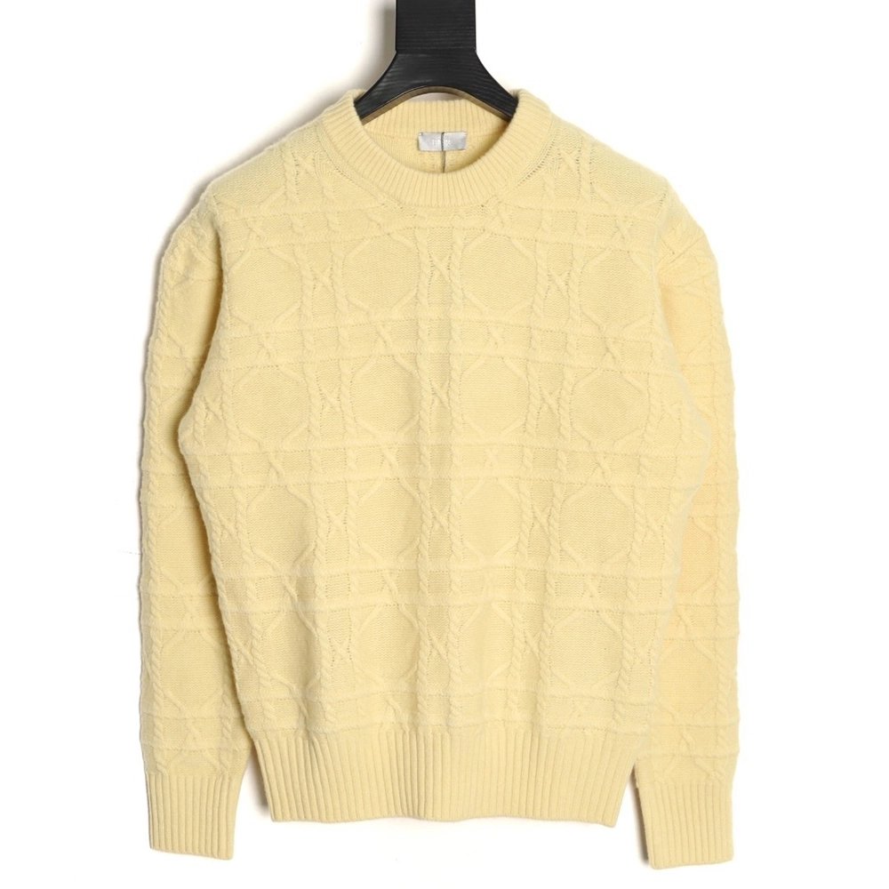 Dior Cannage Cable-Knit Crewneck Sweater,Dior