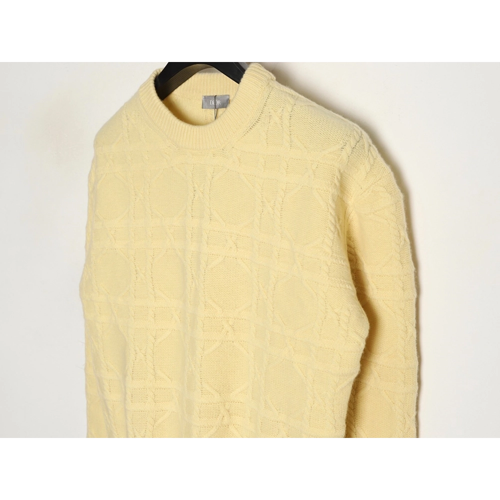 Dior Cannage Cable-Knit Crewneck Sweater,Dior