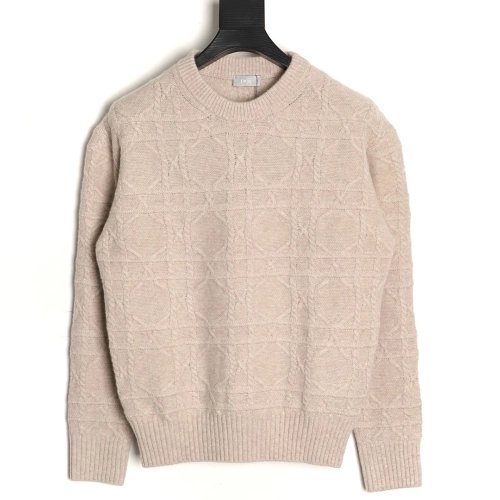 Dior Cannage Cable-Knit Crewneck Sweater TSK1,Dior