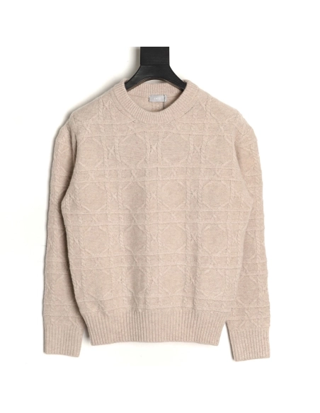 Dior Cannage Cable-Knit Crewneck Sweater TSK1,Dior