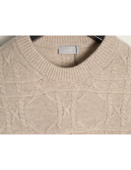 Dior Cannage Cable-Knit Crewneck Sweater TSK1,Dior