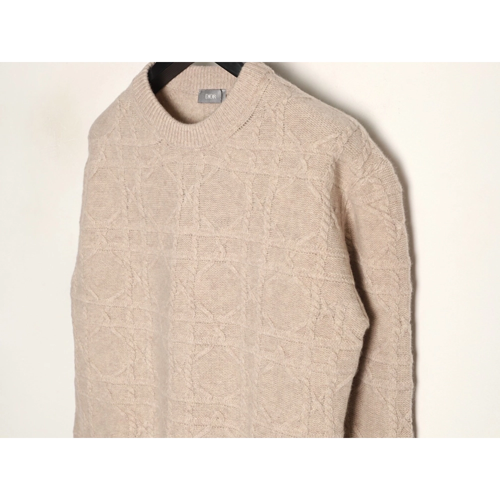 Dior Cannage Cable-Knit Crewneck Sweater TSK1,Dior