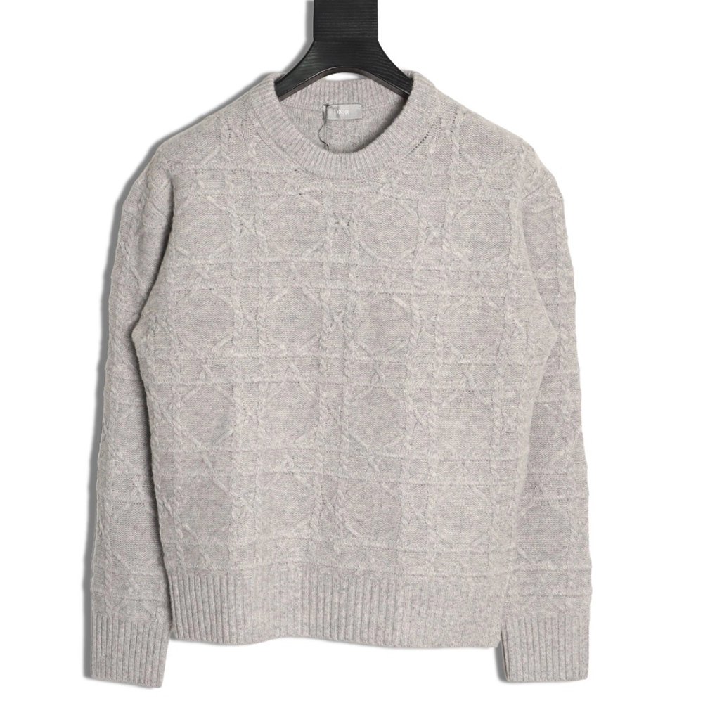 Dior Cannage Cable-Knit Crewneck Sweater TSK2,Dior