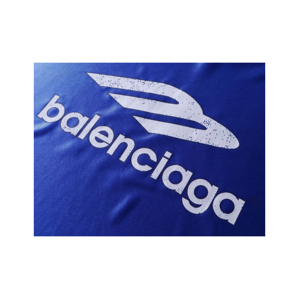 Balenciaga 3B Silhouette Ribbed V-Neck Printed Long-Sleeve T-Shirt Black Blue Gray,Balenciaga T Shirt,Tshirt,APPAREL