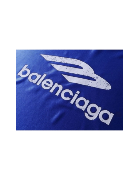 Balenciaga 3B Silhouette Ribbed V-Neck Printed Long-Sleeve T-Shirt Black Blue Gray,Balenciaga T Shirt,Tshirt,APPAREL