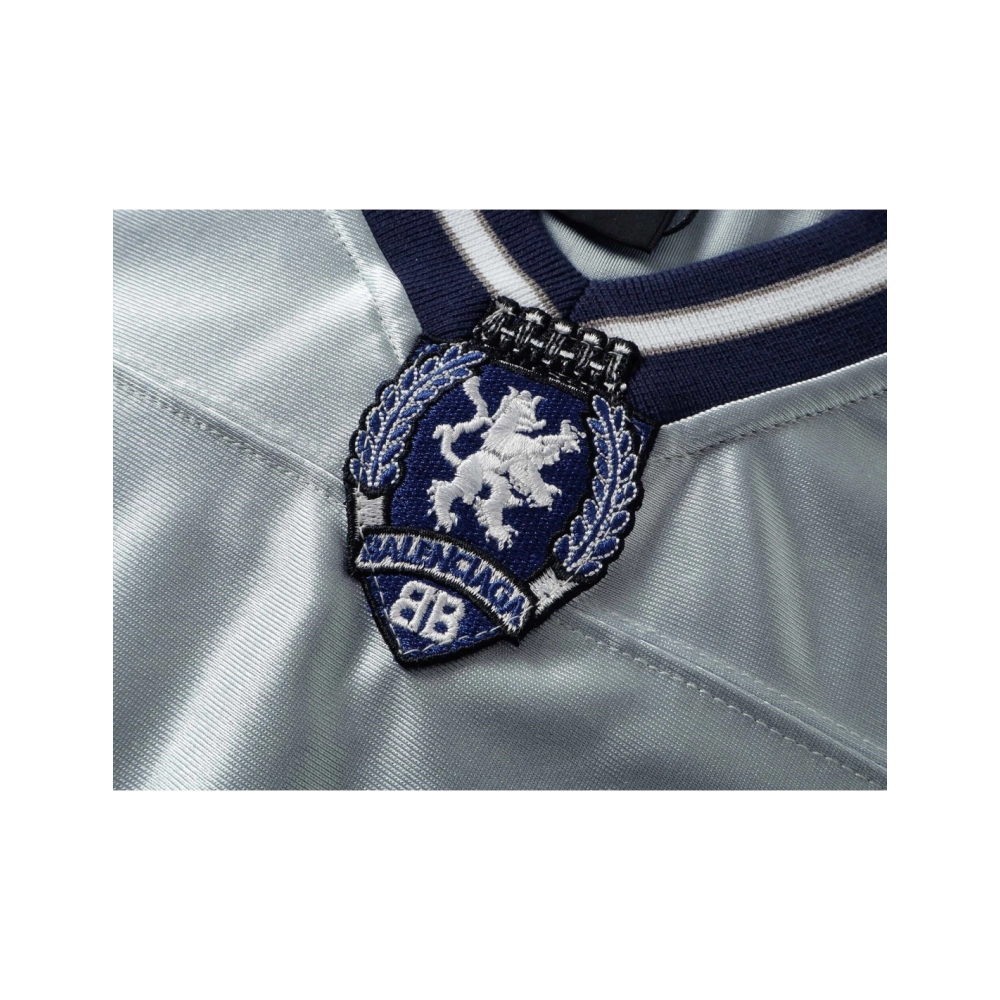 Balenciaga 3B Silhouette Ribbed V-Neck Printed Long-Sleeve T-Shirt Black Blue Gray,Balenciaga T Shirt,Tshirt,APPAREL