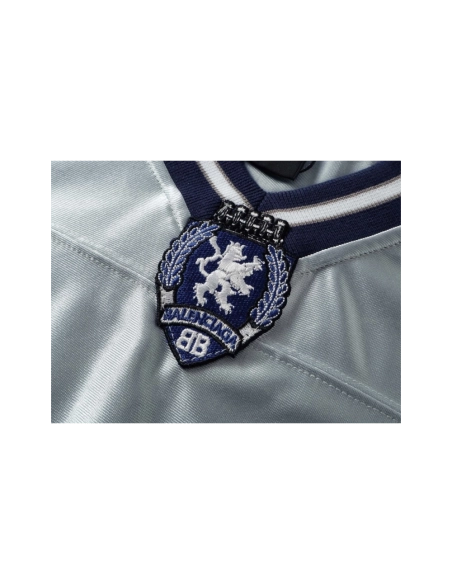 Balenciaga 3B Silhouette Ribbed V-Neck Printed Long-Sleeve T-Shirt Black Blue Gray,Balenciaga T Shirt,Tshirt,APPAREL