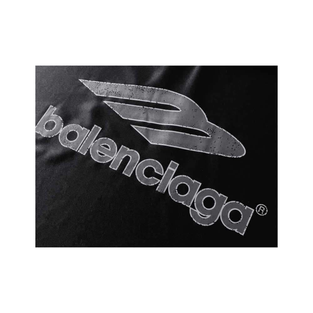 Balenciaga 3B Silhouette Ribbed V-Neck Printed Long-Sleeve T-Shirt Black Blue Gray,Balenciaga T Shirt,Tshirt,APPAREL