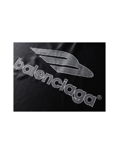Balenciaga 3B Silhouette Ribbed V-Neck Printed Long-Sleeve T-Shirt Black Blue Gray,Balenciaga T Shirt,Tshirt,APPAREL