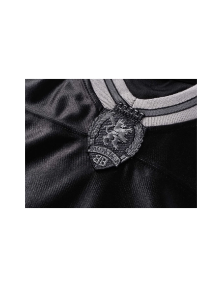 Balenciaga 3B Silhouette Ribbed V-Neck Printed Long-Sleeve T-Shirt Black Blue Gray,Balenciaga T Shirt,Tshirt,APPAREL