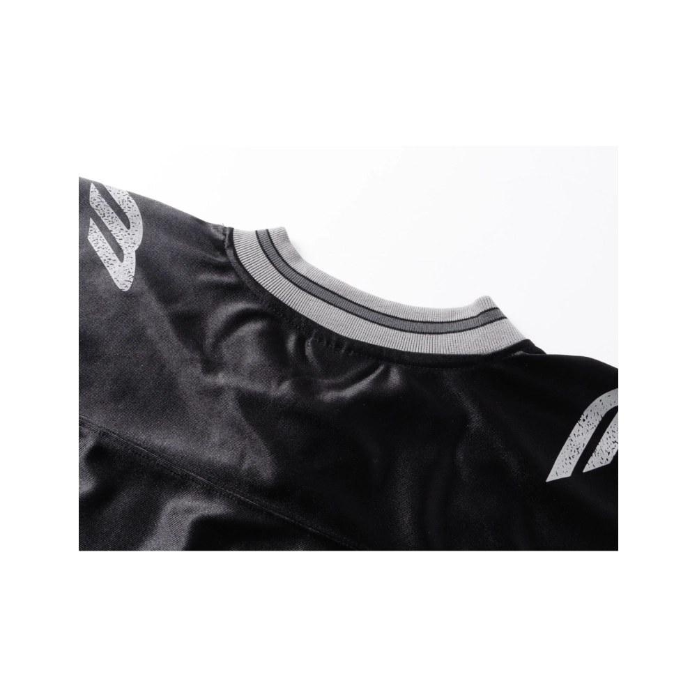 Balenciaga 3B Silhouette Ribbed V-Neck Printed Long-Sleeve T-Shirt Black Blue Gray,Balenciaga T Shirt,Tshirt,APPAREL