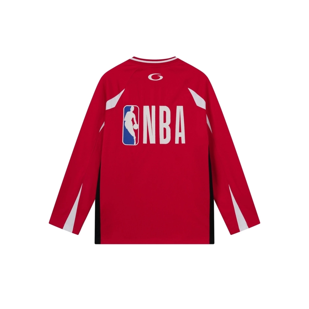 Balenciaga NBA Collab Health Mesh amp; Color-Block Long-Sleeve T-Shirt Black Red White,Balenciaga T Shirt,Tshirt,APPAREL