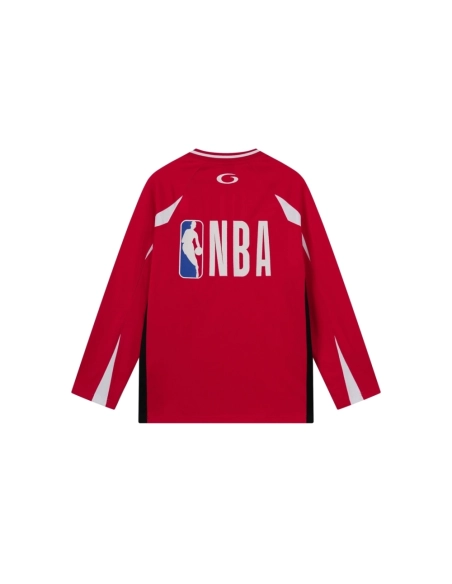 Balenciaga NBA Collab Health Mesh amp; Color-Block Long-Sleeve T-Shirt Black Red White,Balenciaga T Shirt,Tshirt,APPAREL