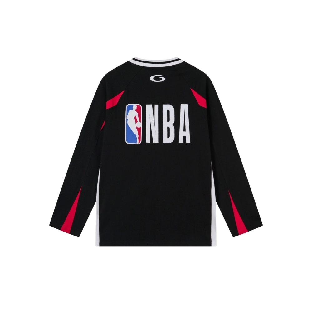 Balenciaga NBA Collab Health Mesh amp; Color-Block Long-Sleeve T-Shirt Black Red White,Balenciaga T Shirt,Tshirt,APPAREL