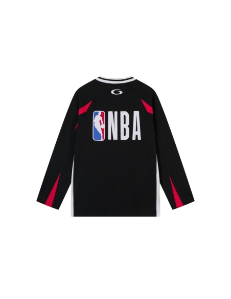Balenciaga NBA Collab Health Mesh amp; Color-Block Long-Sleeve T-Shirt Black Red White,Balenciaga T Shirt,Tshirt,APPAREL