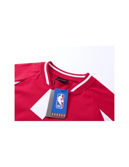 Balenciaga NBA Collab Health Mesh amp; Color-Block Long-Sleeve T-Shirt Black Red White,Balenciaga T Shirt,Tshirt,APPAREL