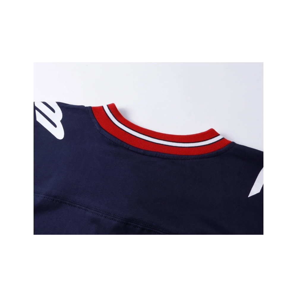 Balenciaga 3B Silhouette Ribbed V-Neck Embroidered amp; Printed Long-Sleeve T-Shirt Black Blue,Balenciaga T Shirt,Tshirt,APPAREL