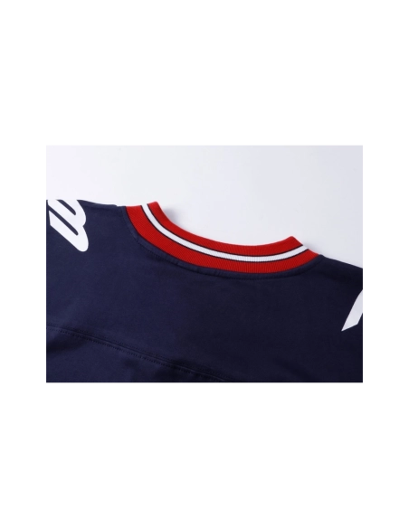 Balenciaga 3B Silhouette Ribbed V-Neck Embroidered amp; Printed Long-Sleeve T-Shirt Black Blue,Balenciaga T Shirt,Tshirt,APPAREL