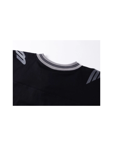 Balenciaga 3B Silhouette Ribbed V-Neck Embroidered amp; Printed Long-Sleeve T-Shirt Black Blue,Balenciaga T Shirt,Tshirt,APPAREL