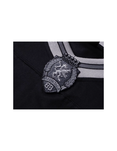 Balenciaga 3B Silhouette Ribbed V-Neck Embroidered amp; Printed Long-Sleeve T-Shirt Black Blue,Balenciaga T Shirt,Tshirt,APPAREL